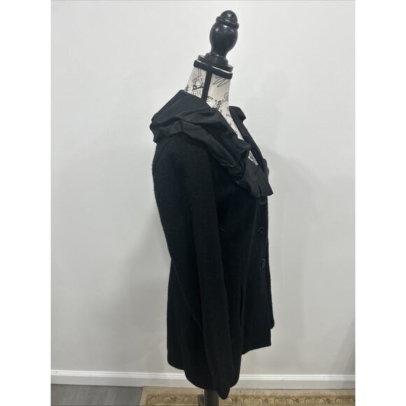 CAbi 100% Wool Wide Ruffle Silky Collar Button Up Coat Romantic Academia Sz S - Picture 2 of 5